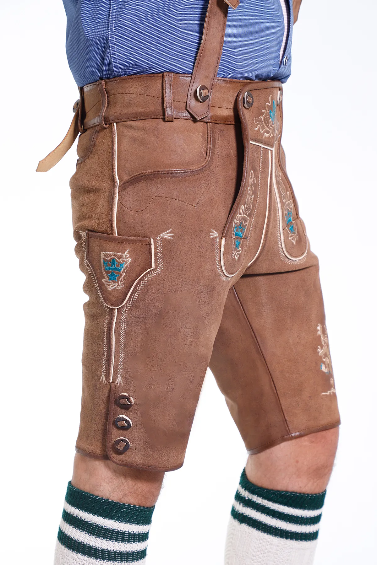 Trachten Men’s Lederhosen Coal Brown - Image 4
