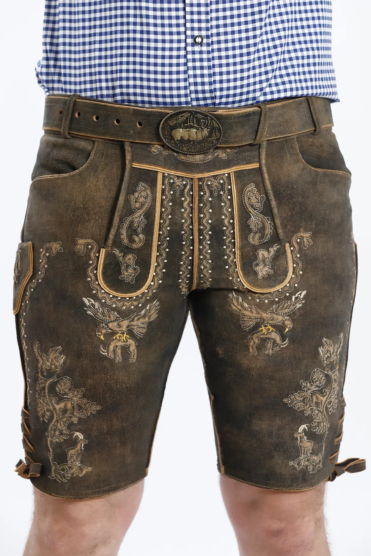 Premium Lederhosen Men Outfit Raw Brown - Image 2