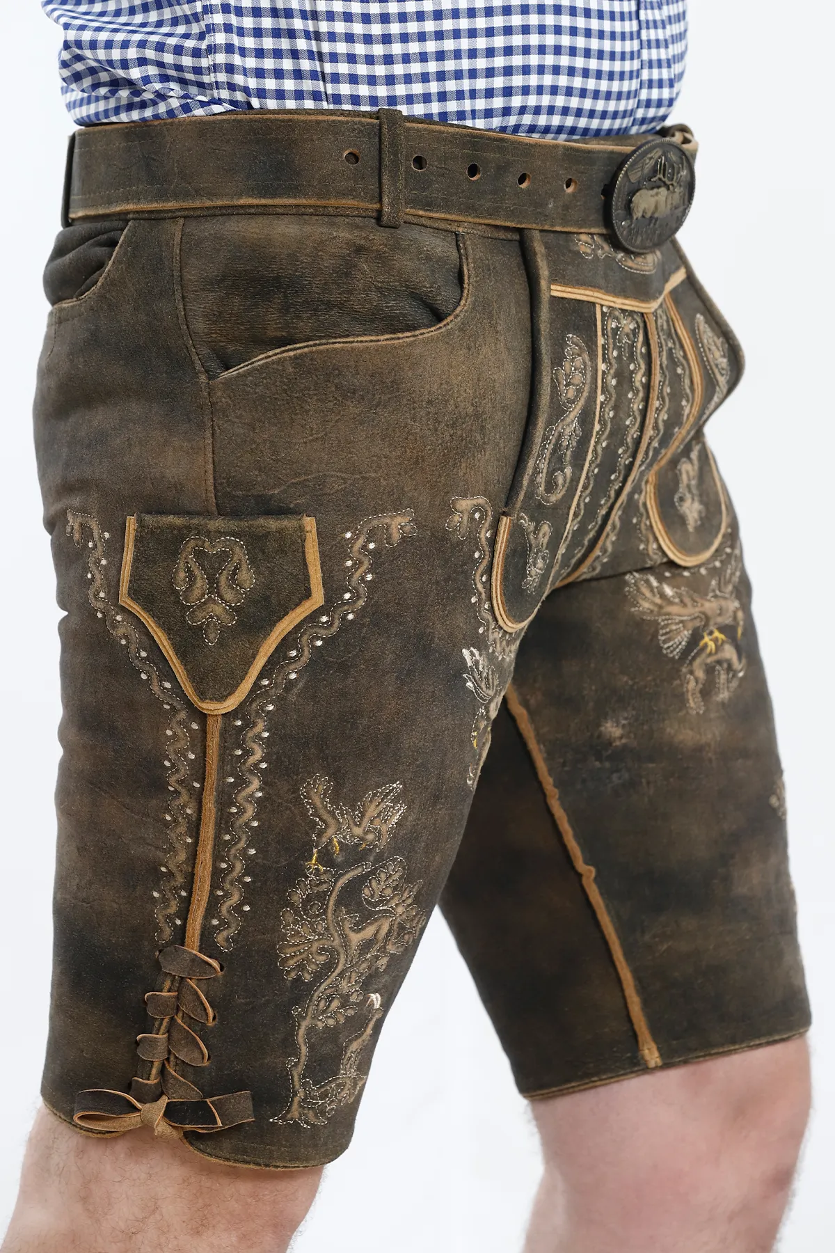 Premium Lederhosen Men Outfit Raw Brown - Image 4