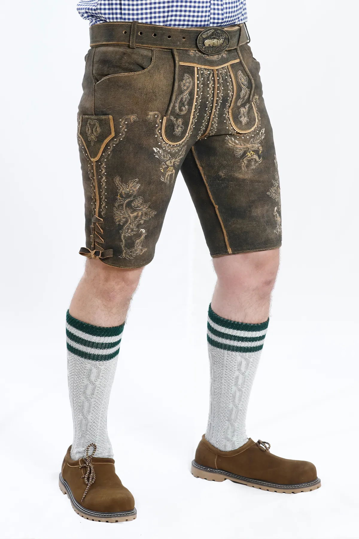 Premium Lederhosen Men Outfit Raw Brown - Image 5