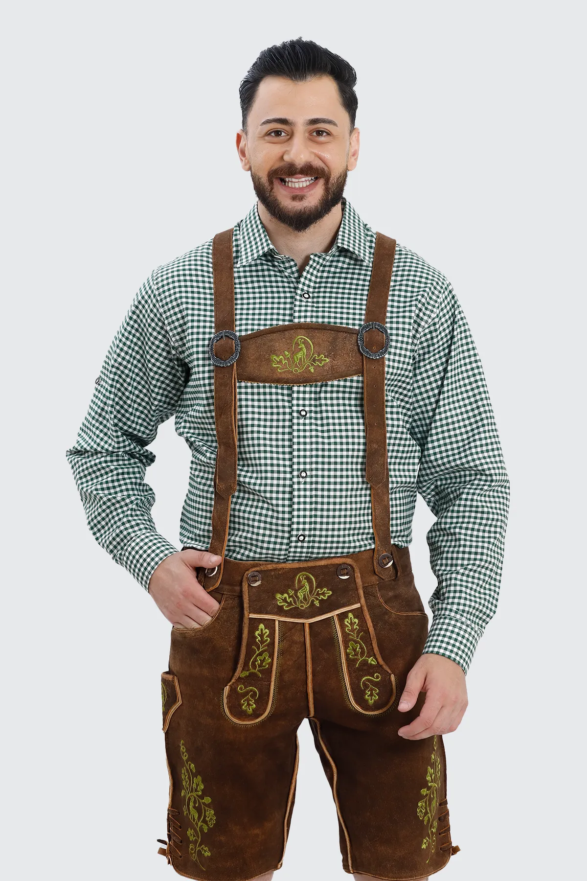 Genuine Leather Luxe Suspenders in Brown - Image 2