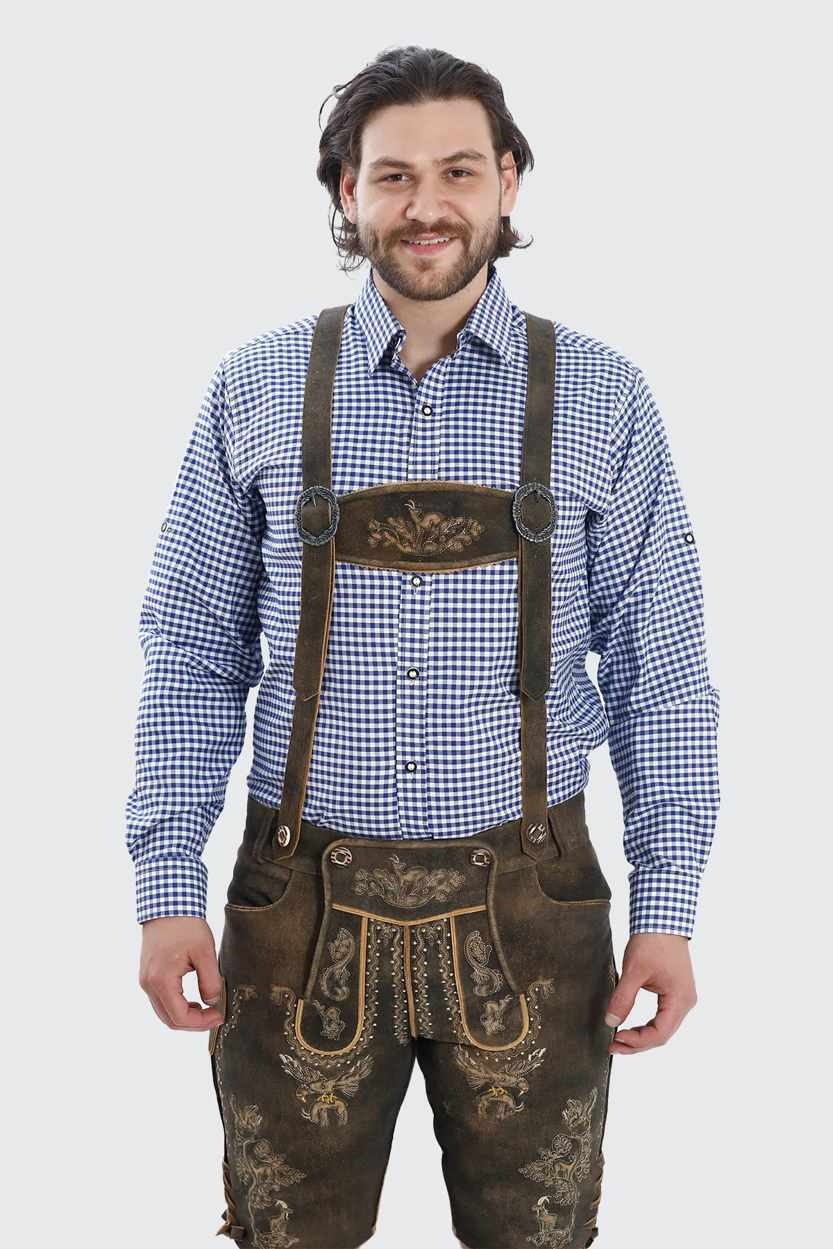 Premium Lederhosen Men Suspenders Raw Brown - Image 2