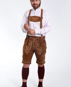 Genuine Bavarian Lederhosen for Men Hazelnut Brown
