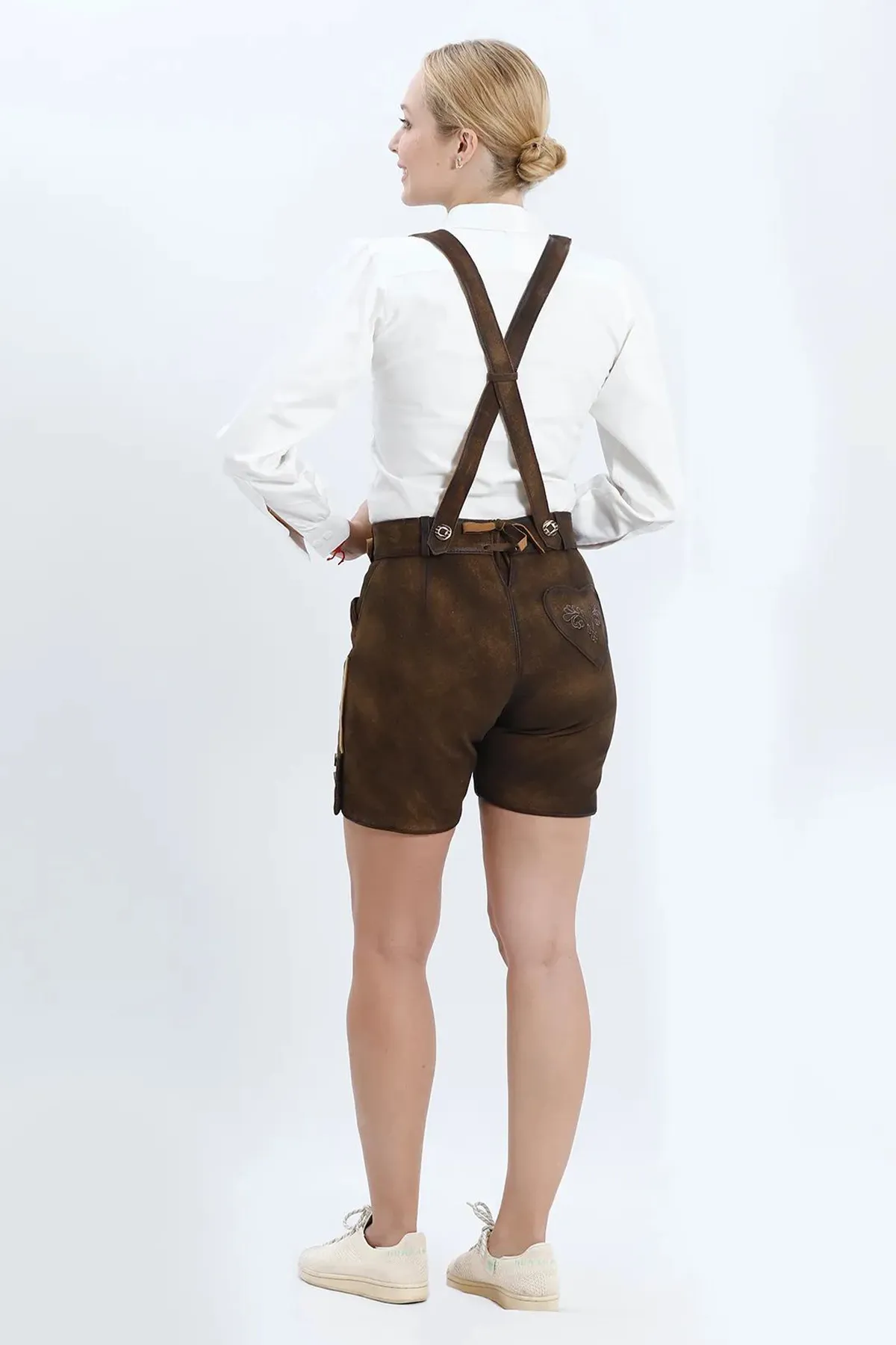 Authentic Women's Lederhosen in Vintage Brown - Image 7