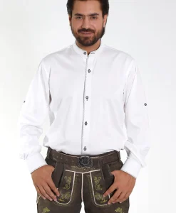 Classic Bavarian White Shirt with Decorative Buttons