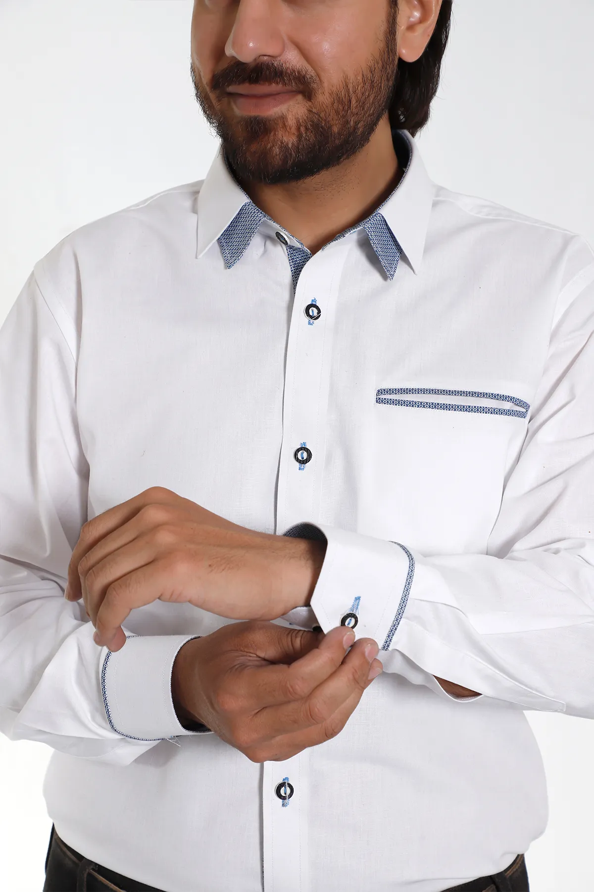 Men's Authentic German Shirt with Blue Trim - Image 3