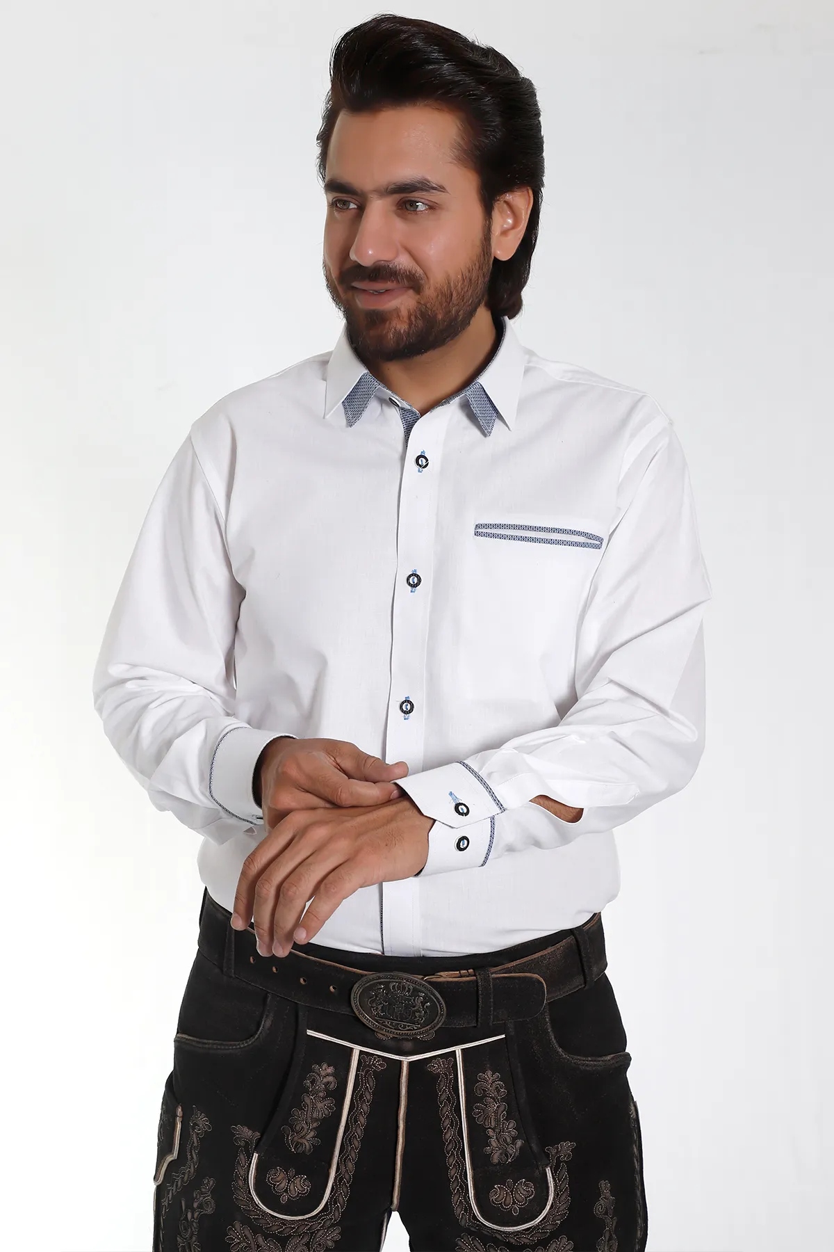 Men's Authentic German Shirt with Blue Trim - Image 4