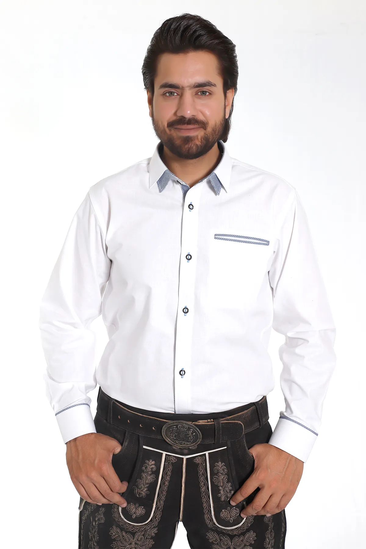 Men's Authentic German Shirt with Blue Trim