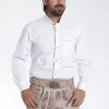 Lederhosen Men Traditional White Shirt with Embellishment on Collar and Cuffs.