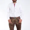 Alpine Elegance White Lederhosen Shirt with Red Accents