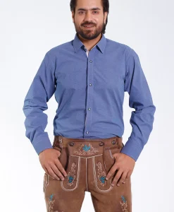 Men's German Oktoberfest Shirt in Classic Blue Texture