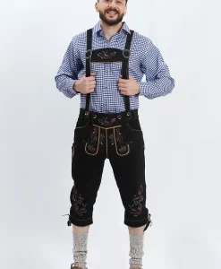 Traditional Black Bundhosen with Suspenders