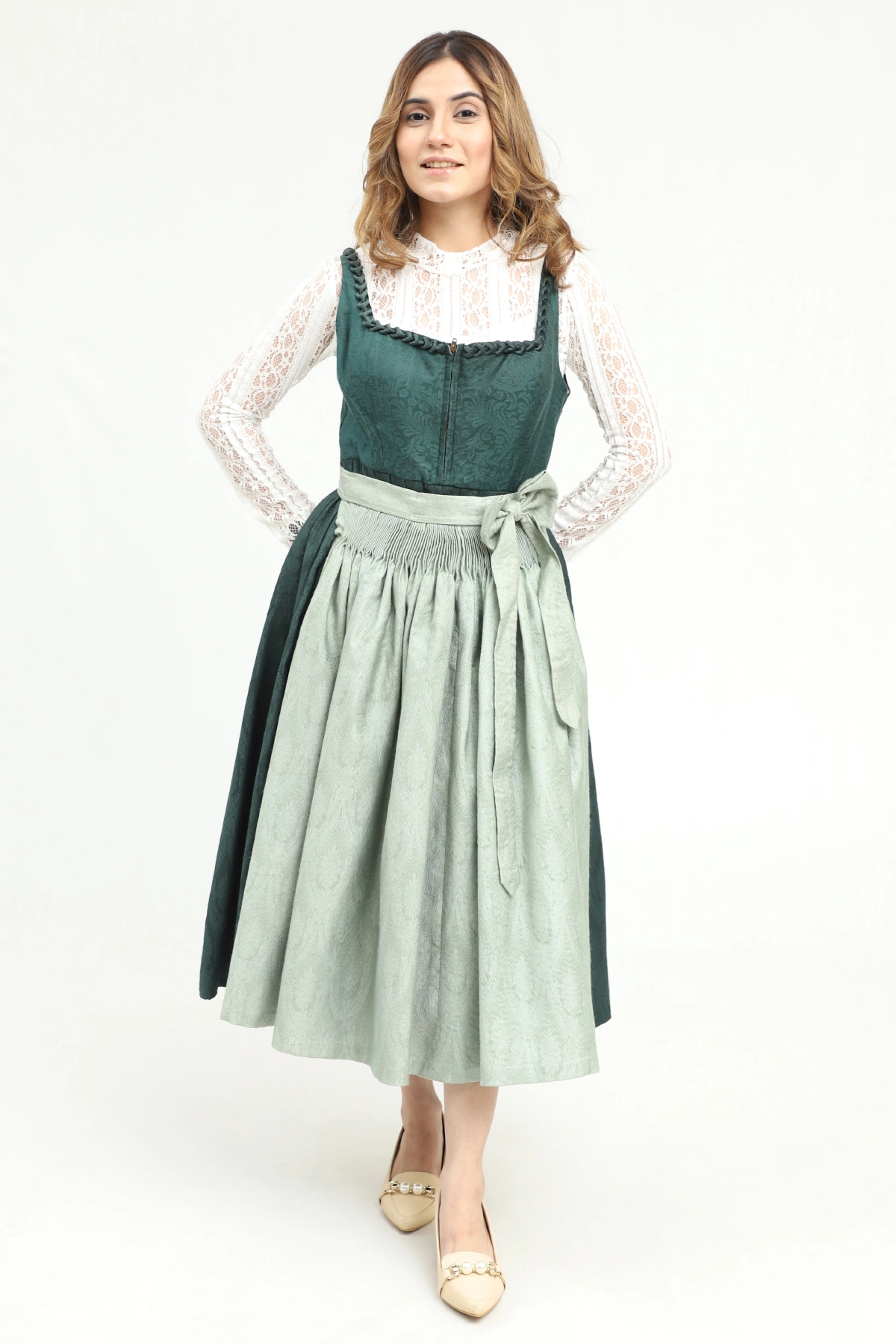 Authentic Dirndl for Oktoberfest in Green Color