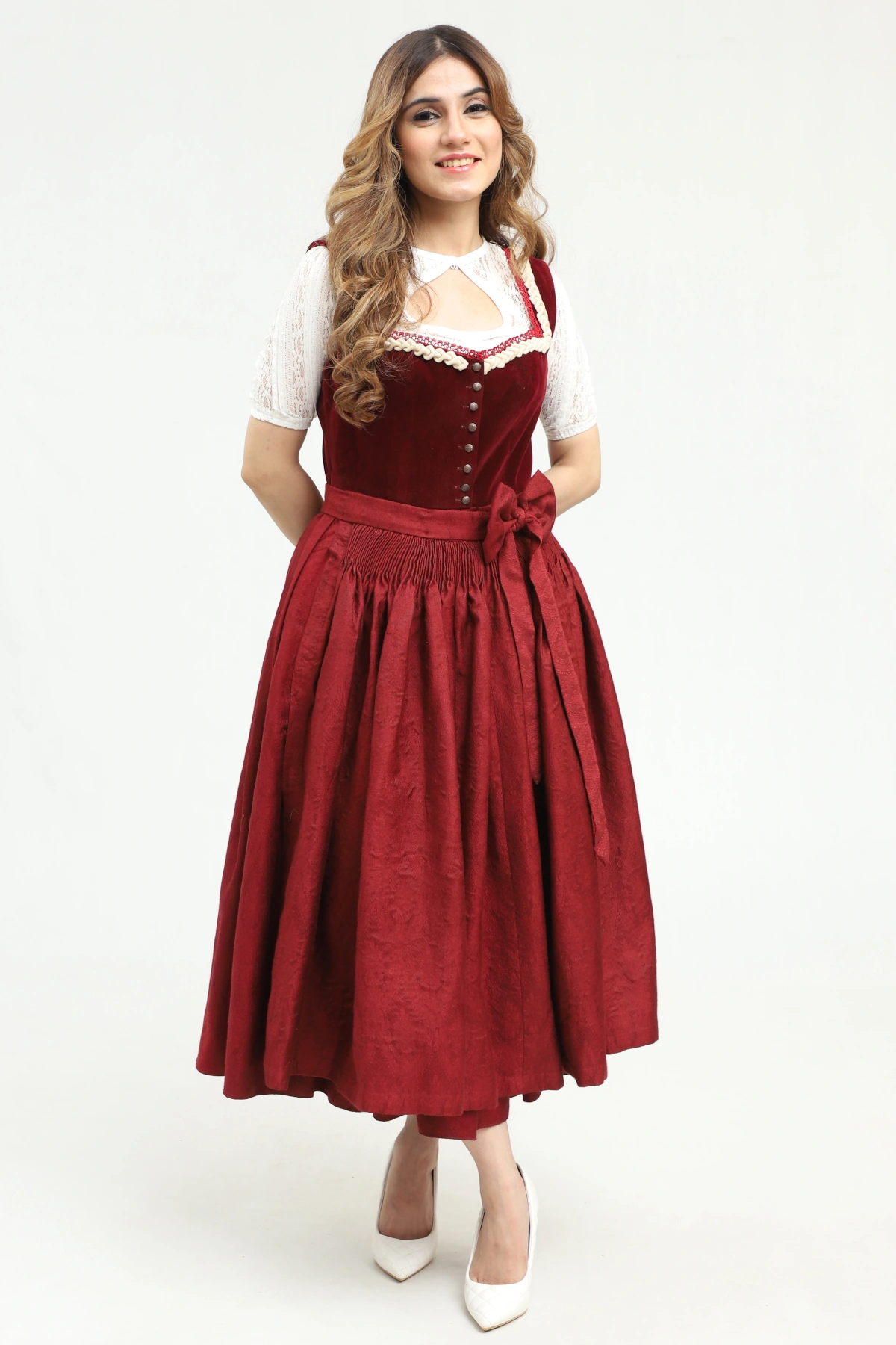 Rich Maroon Dirndl Stunning German Traditional Dress