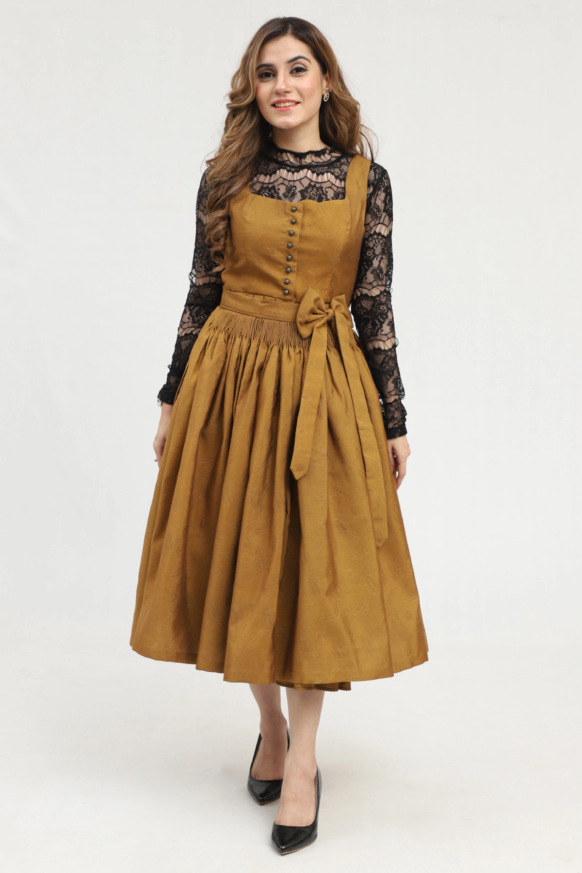 Authentic Dirndl for Oktoberfest in Brown Color