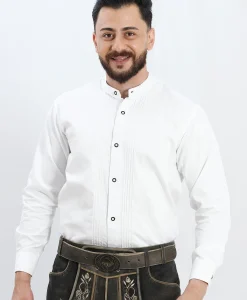Lederhosen Traditional White Shirt with pleats on front.