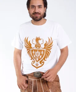 Bavarian White T-Shirt with Golden Eagle Graphics