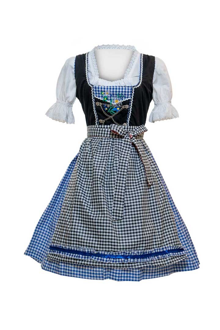Traditional Checked Dirndl Dress Blue