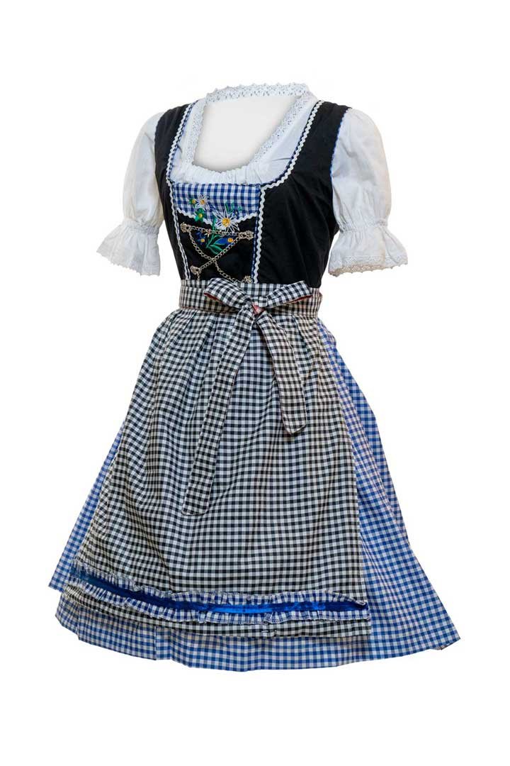 Traditional Checked Dirndl Dress Blue - Image 2