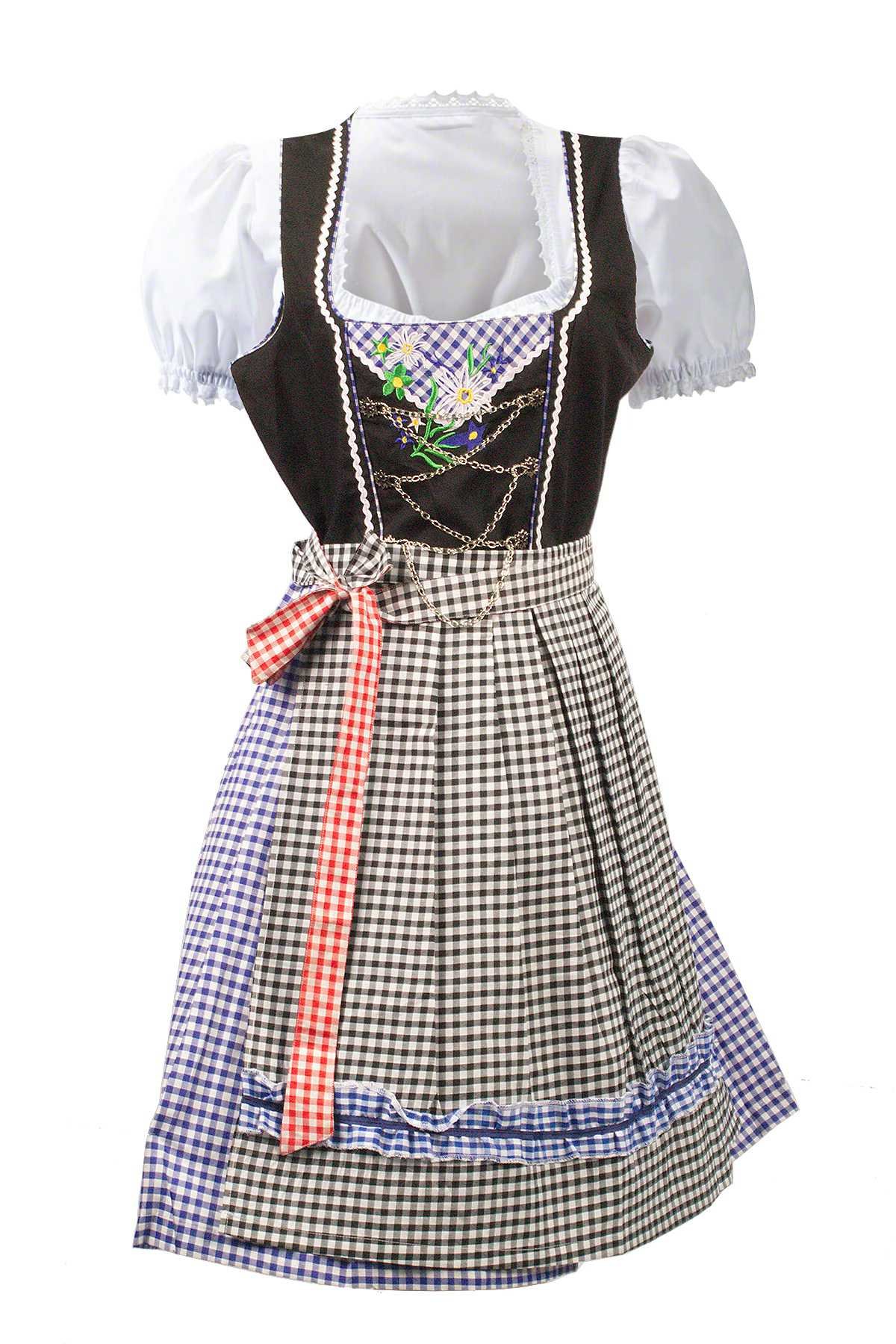 Traditional Checked Dirndl Dress Blue - Image 4