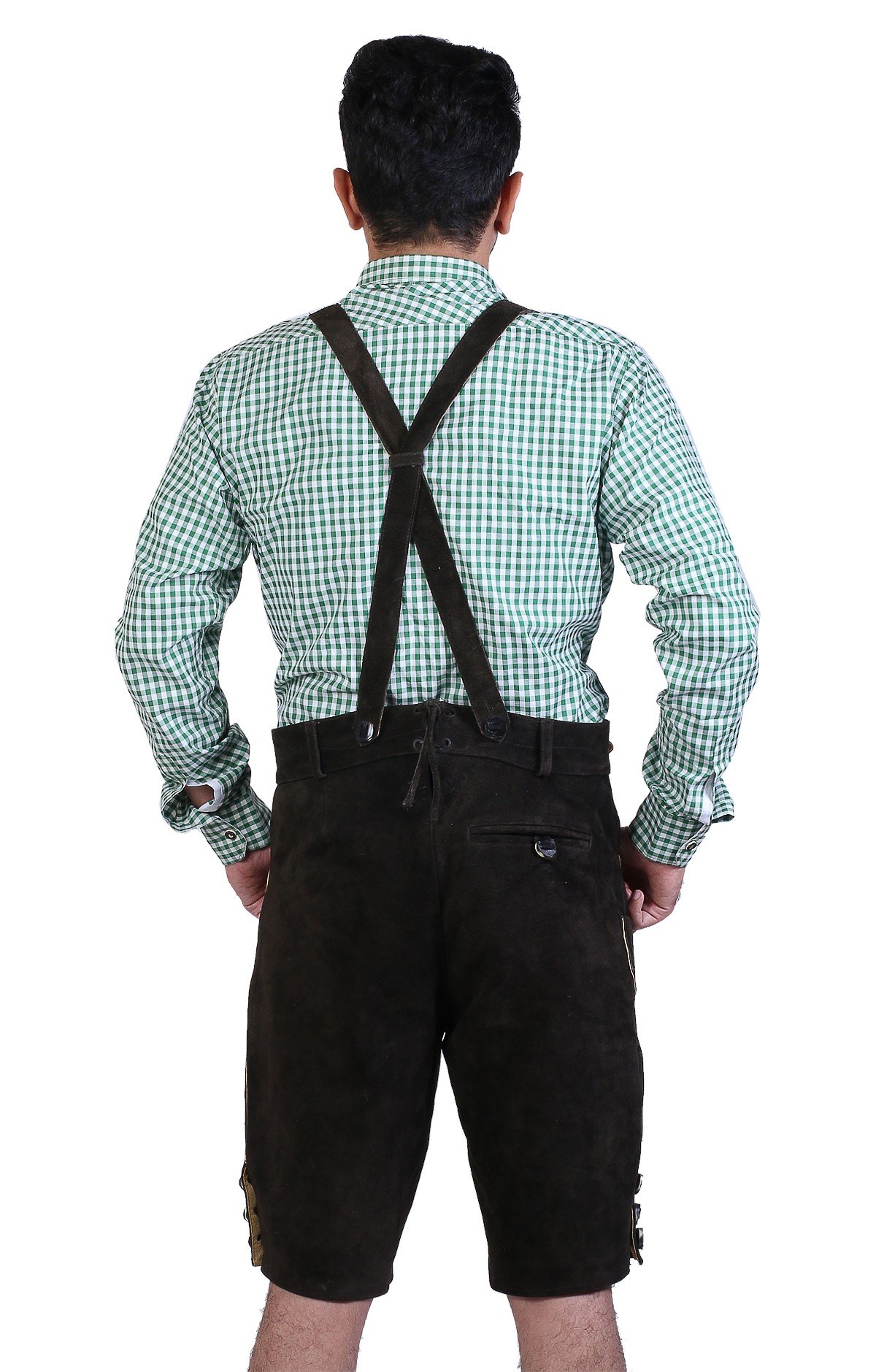 Embroidered Short Lederhosen Dark Grey - Image 5