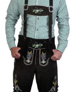 Embroidered Short Lederhosen Dark Grey