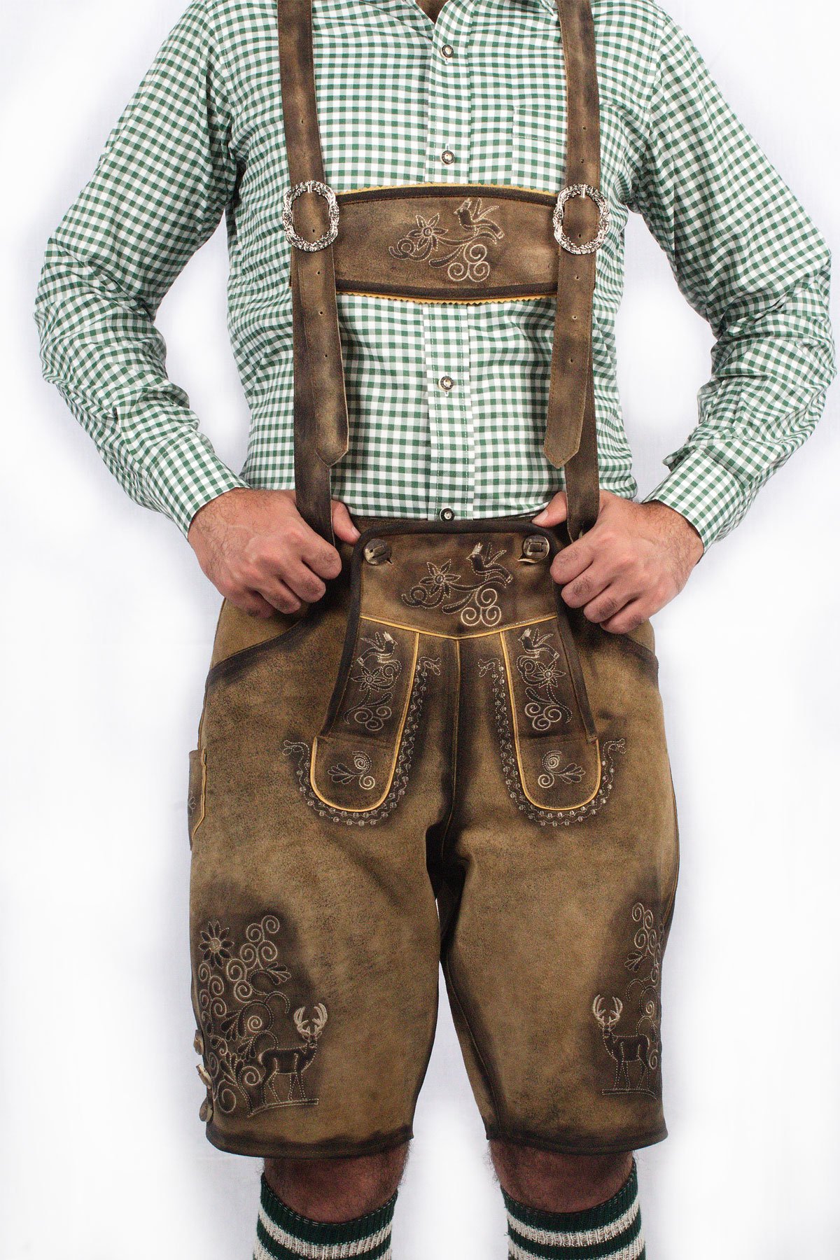 Trachten Short Lederhosen Real Shaded Brown - Image 3