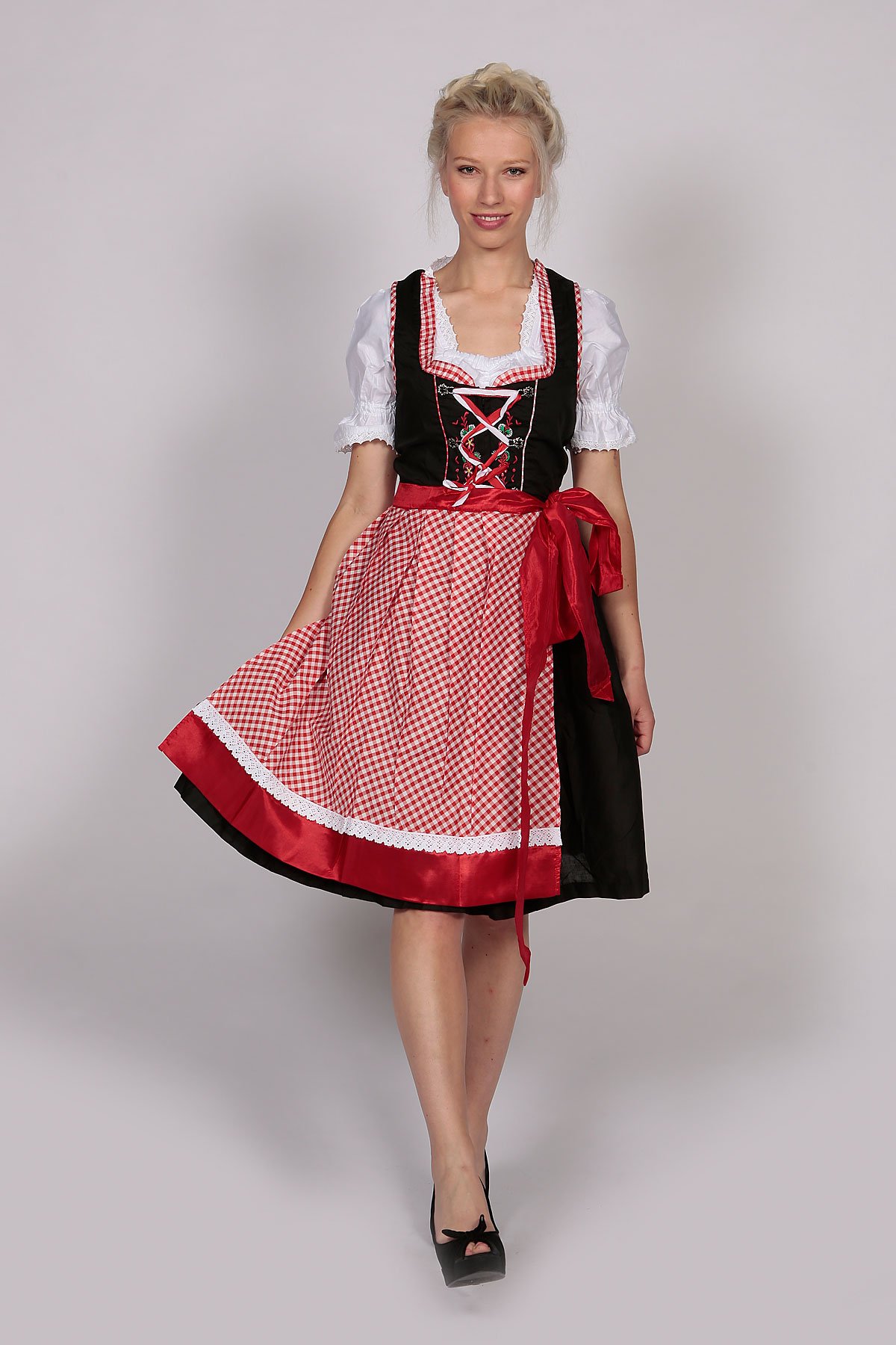 German Dirndl Amara Black Red