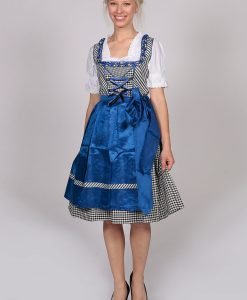 Midi Checkered Dirndl Emily Satin Blue