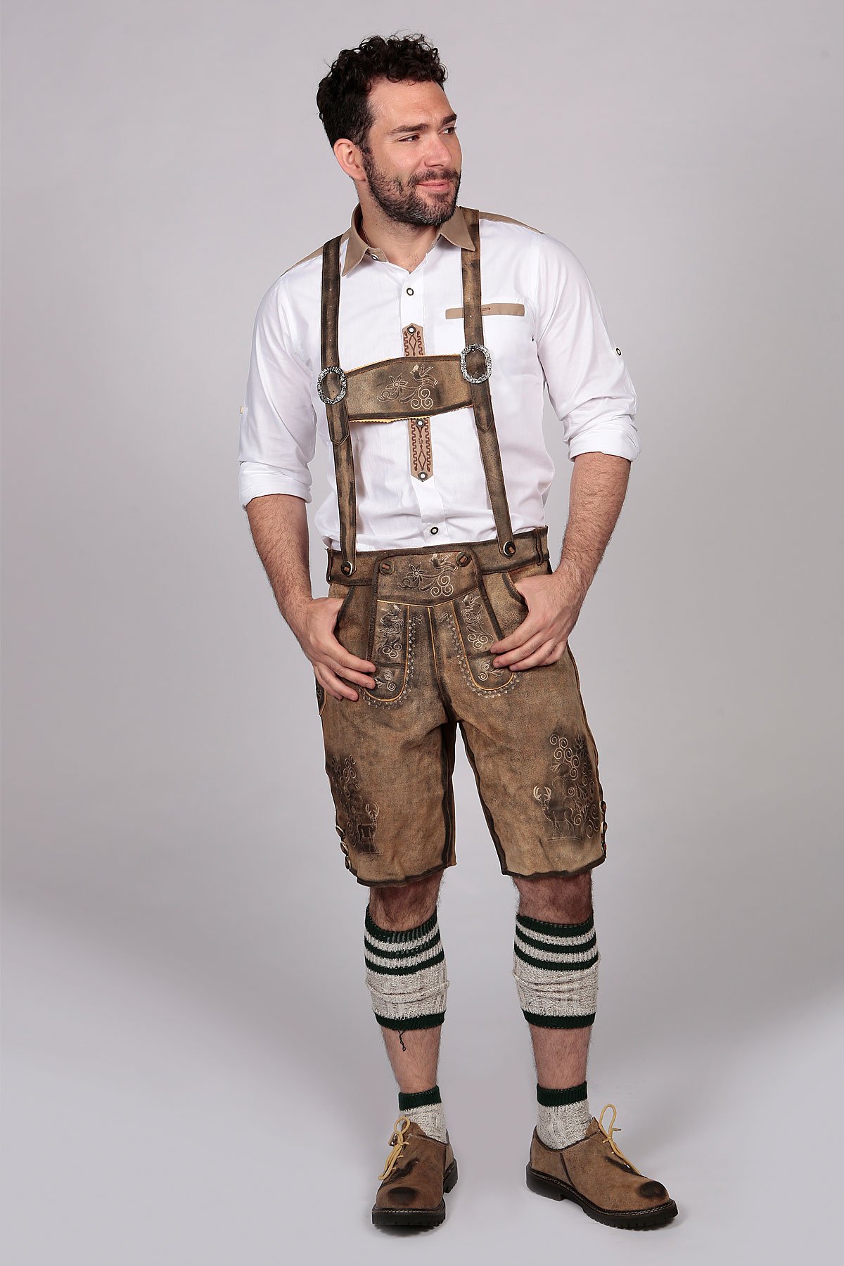 Trachten Short Lederhosen Real Shaded Brown - Image 2