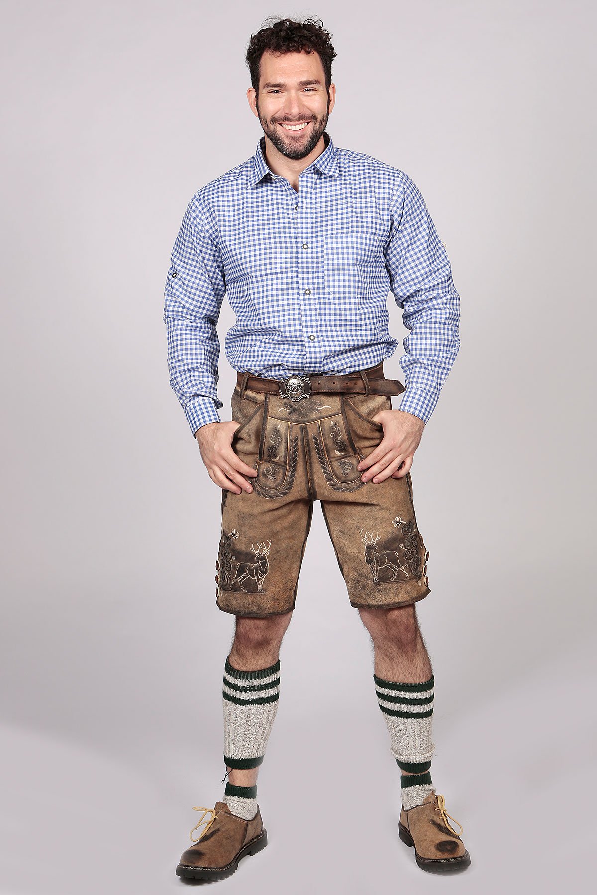 Blue Lederhosen Shirt German Oktoberfest Checkered