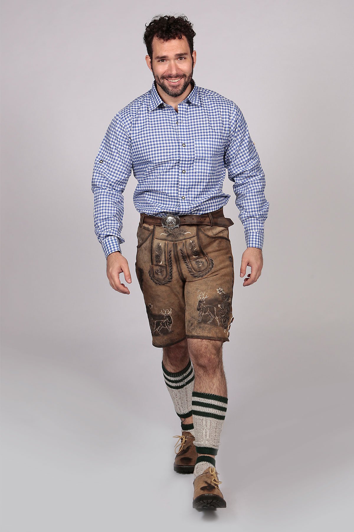 Blue Lederhosen Shirt German Oktoberfest Checkered