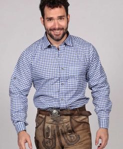 Blue Lederhosen Shirt German Oktoberfest Checkered