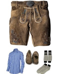 Lederhosen Men Sets. Lederhosen, Bavarian Shirt, Socks and Shoes