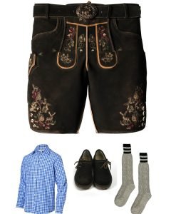 Lederhosen Men Sets. Lederhosen, Bavarian Shirt, Socks and Shoes