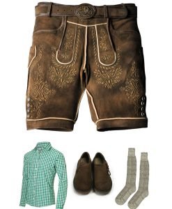 Lederhosen Men Sets. Lederhosen, Bavarian Shirt, Socks and Shoes