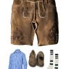 Lederhosen Men Sets. Lederhosen, Bavarian Shirt, Socks and Shoes