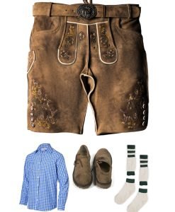 Lederhosen Men Sets. Lederhosen, Bavarian Shirt, Socks and Shoes