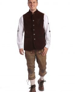 Embroidered Traditional German Waistcoat Brown