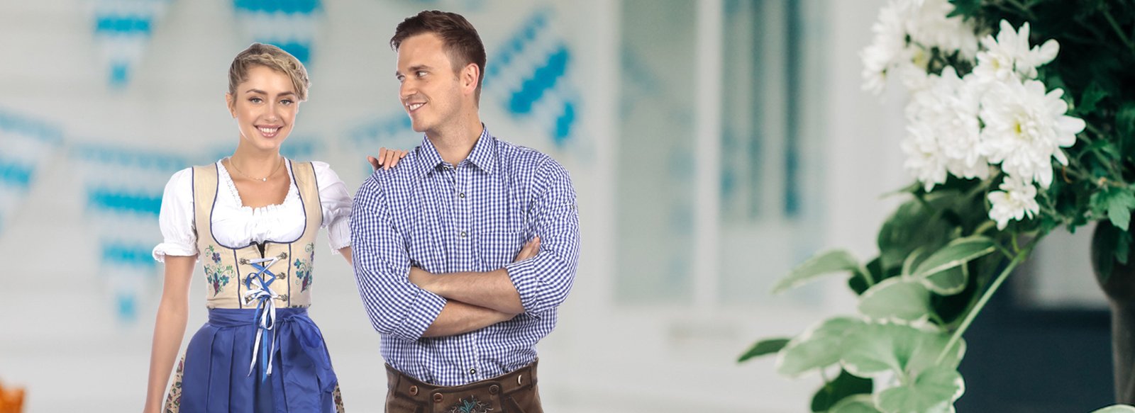 Couple Celebrate oktoberfest at home